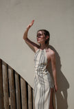 Softened Linen Cotton Fabric By The Yard With Stripes