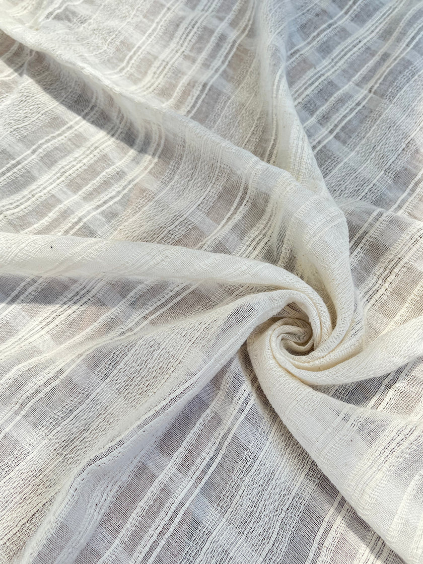 Ağartılmamış Nötr Fildişi Rengi Buruşuk Tül Kumaş, Sile Kumaş. Sile Kumaş.