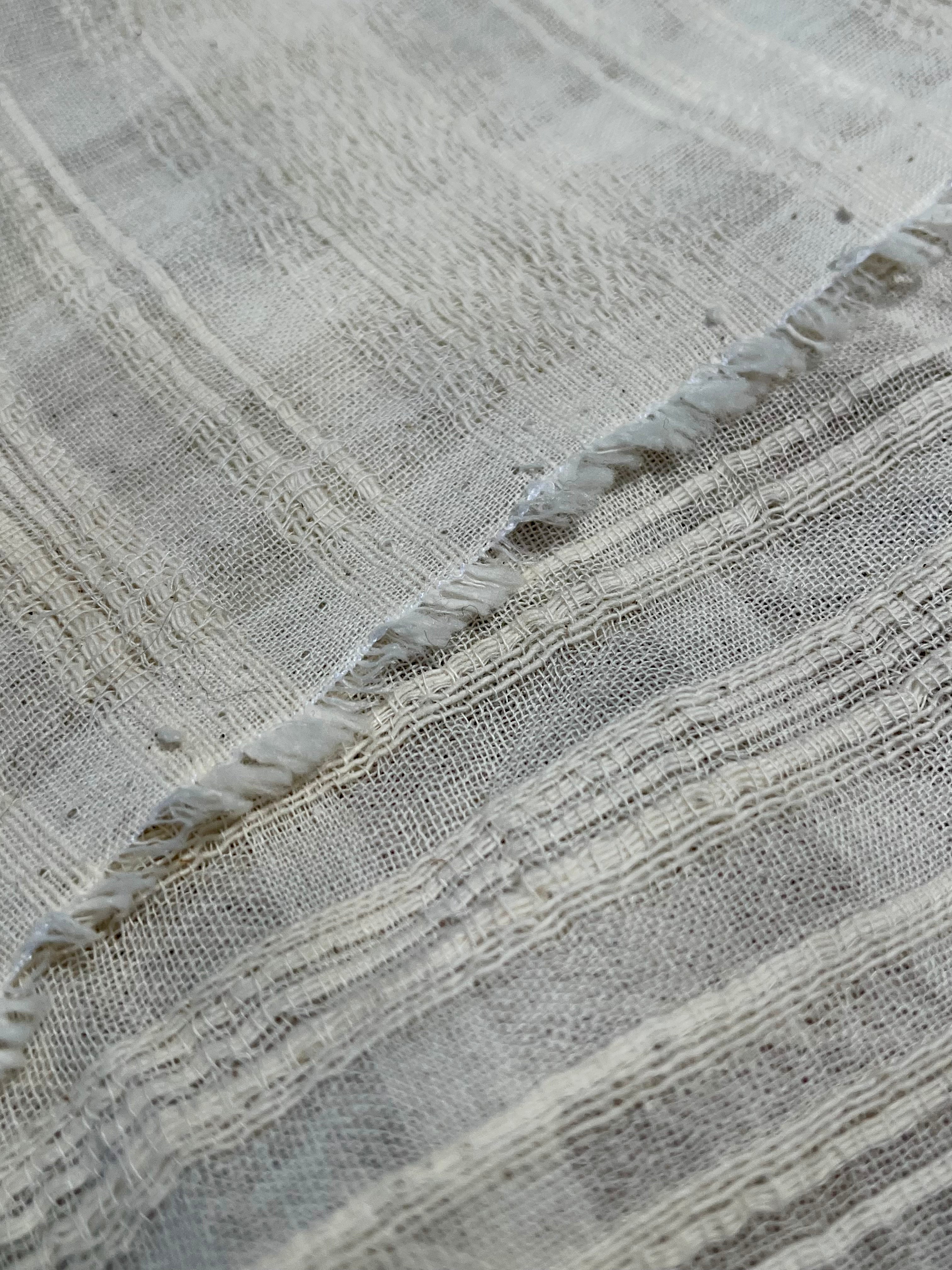 Embroidered Striped Shantung Textured Cotton Fabric – 100% Organic Cotton
