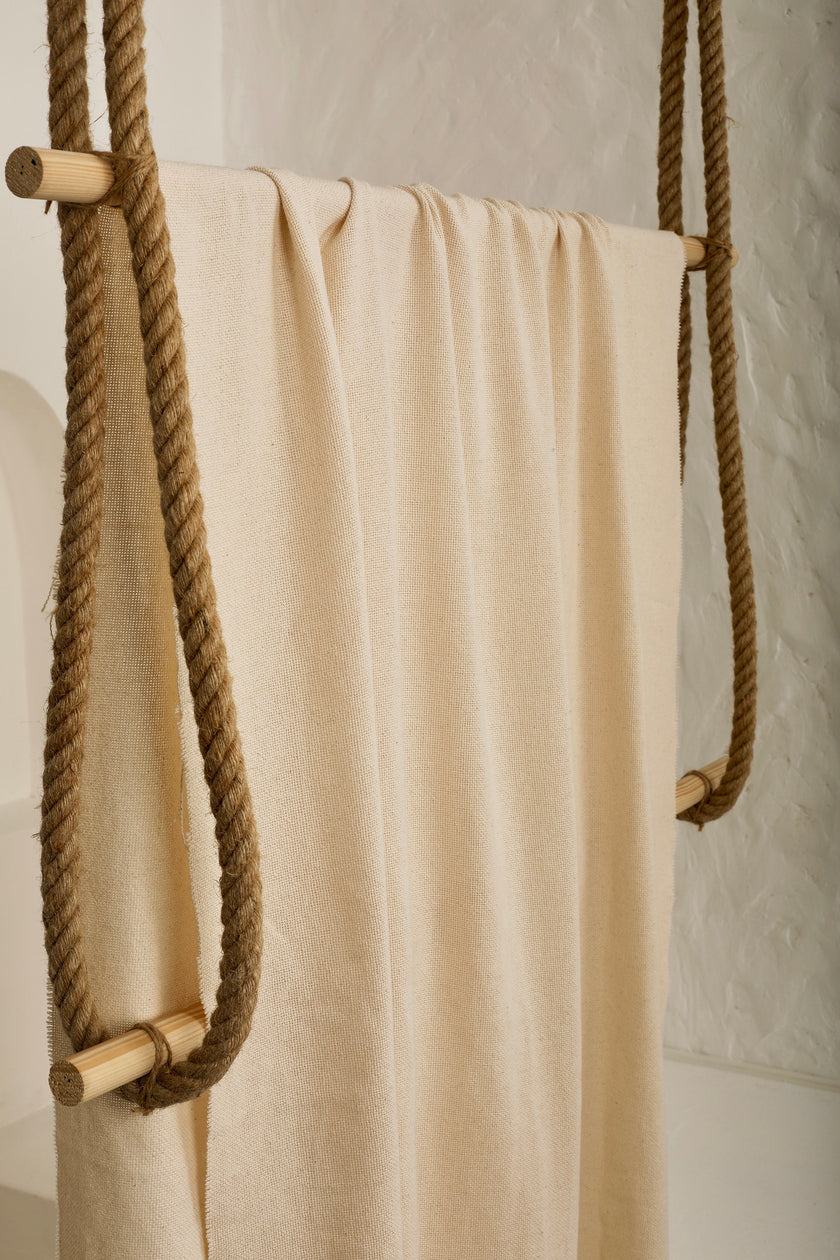 Ağır Ağırlık Organik Pamuk Açık Dokuma Dikiş Kumaşı, Doğal Boyasız, Geniş Genişlik