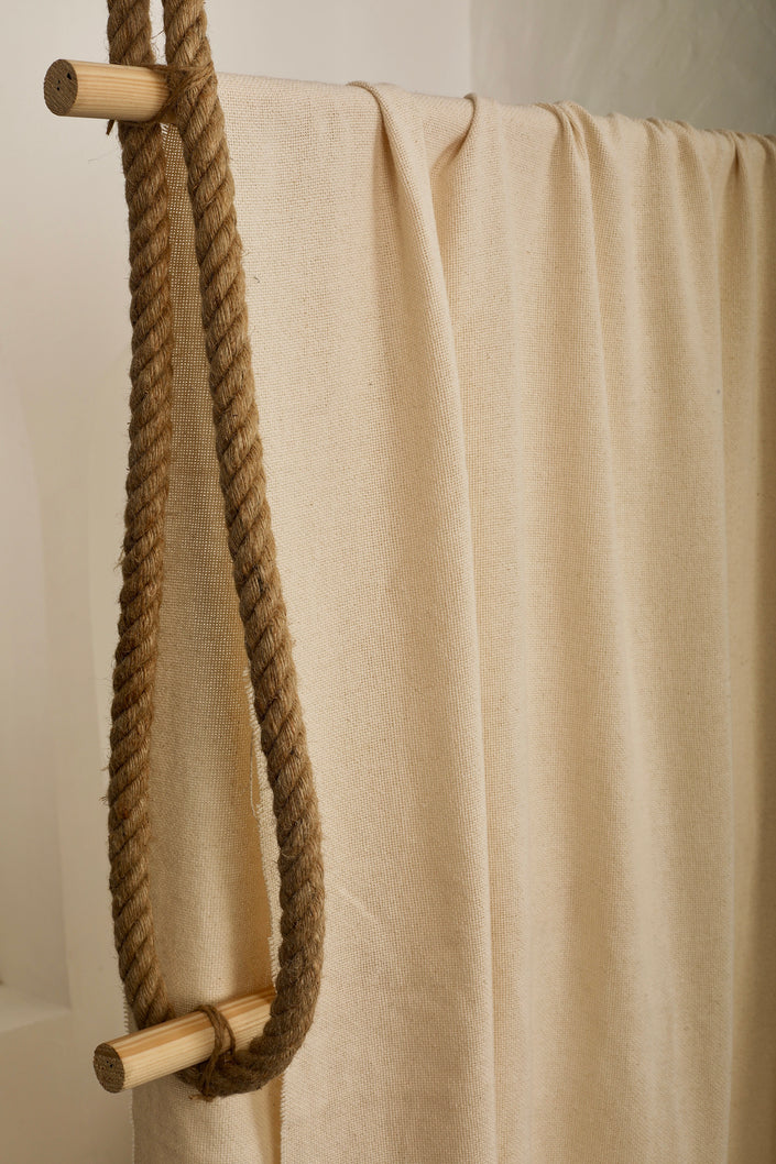 Heavy Weight Organic Cotton Open Weave Sewing Fabric, Natural Undyed, Wide Width.