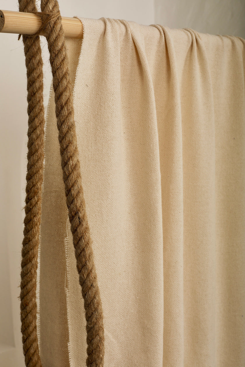 Ağır Ağırlık Organik Pamuk Açık Dokuma Dikiş Kumaşı, Doğal Boyasız, Geniş Genişlik