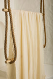 Ecru Cotton Linen Fabric By The Meter, Neutral Undyed Pin Stripes.