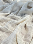 Embroidered Striped Shantung Textured Cotton Fabric – 100% Organic Cotton