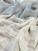 Embroidered Striped Shantung Textured Cotton Fabric – 100% Organic Cotton