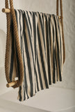 Sile Cloth Cotton Natural Fabric With Black Stripes.