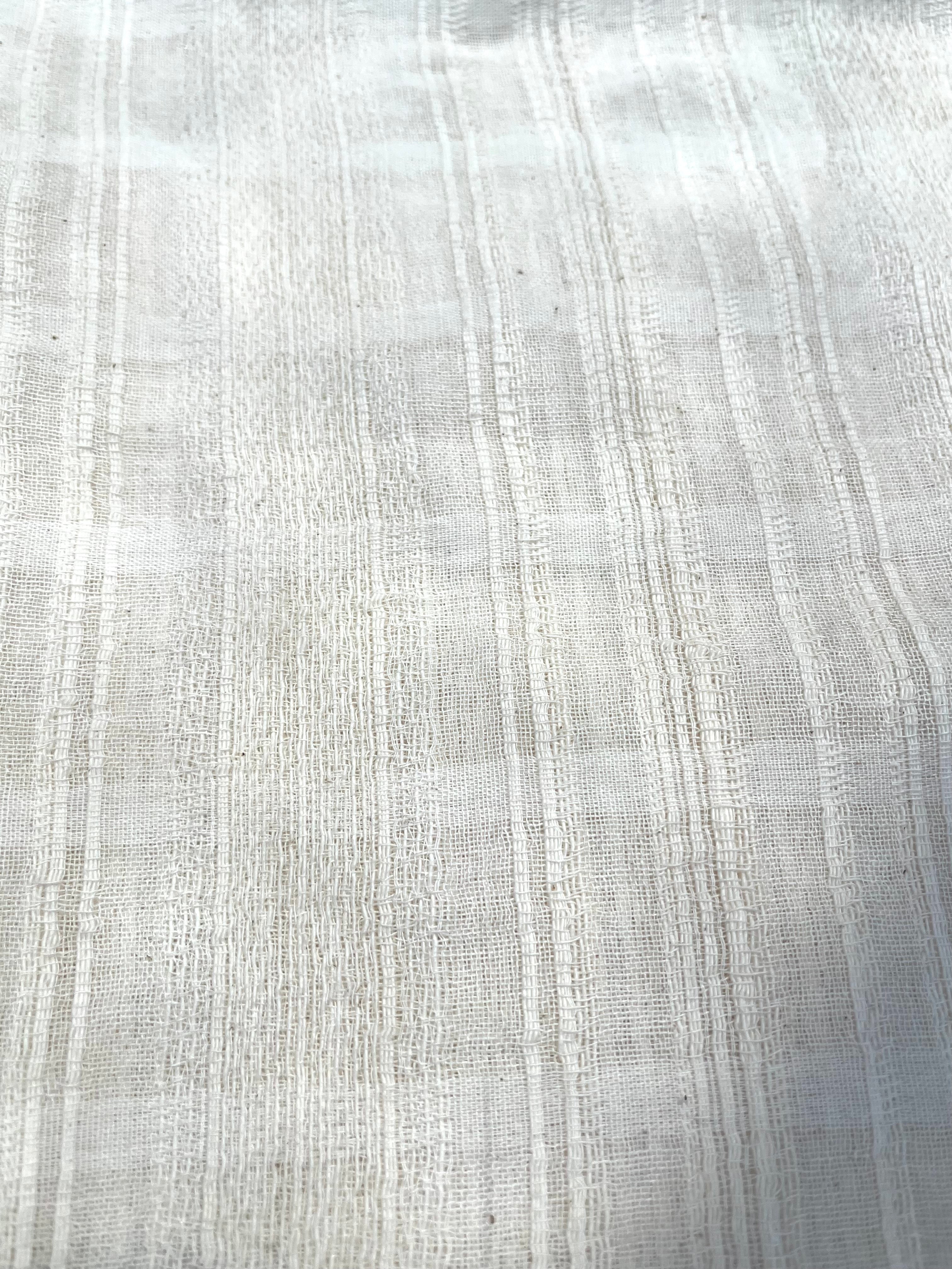 Embroidered Striped Shantung Textured Cotton Fabric – 100% Organic Cotton