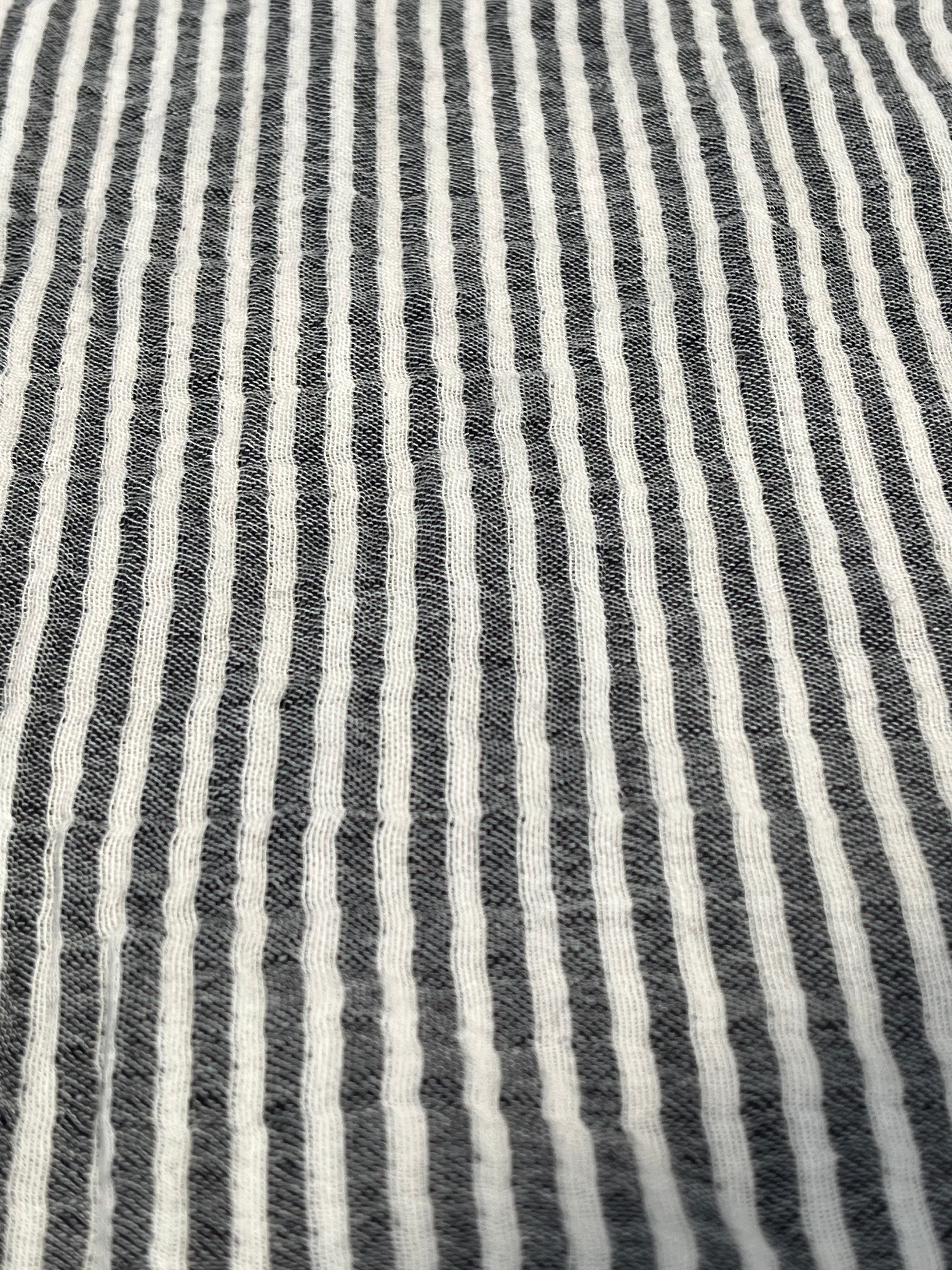 Black Striped Double Layer Muslin Fabric By The Meter.