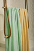 Yellow Striped Organic Cotton Fabric By The Meter, Crinkle Fabric With Pin Stripes.