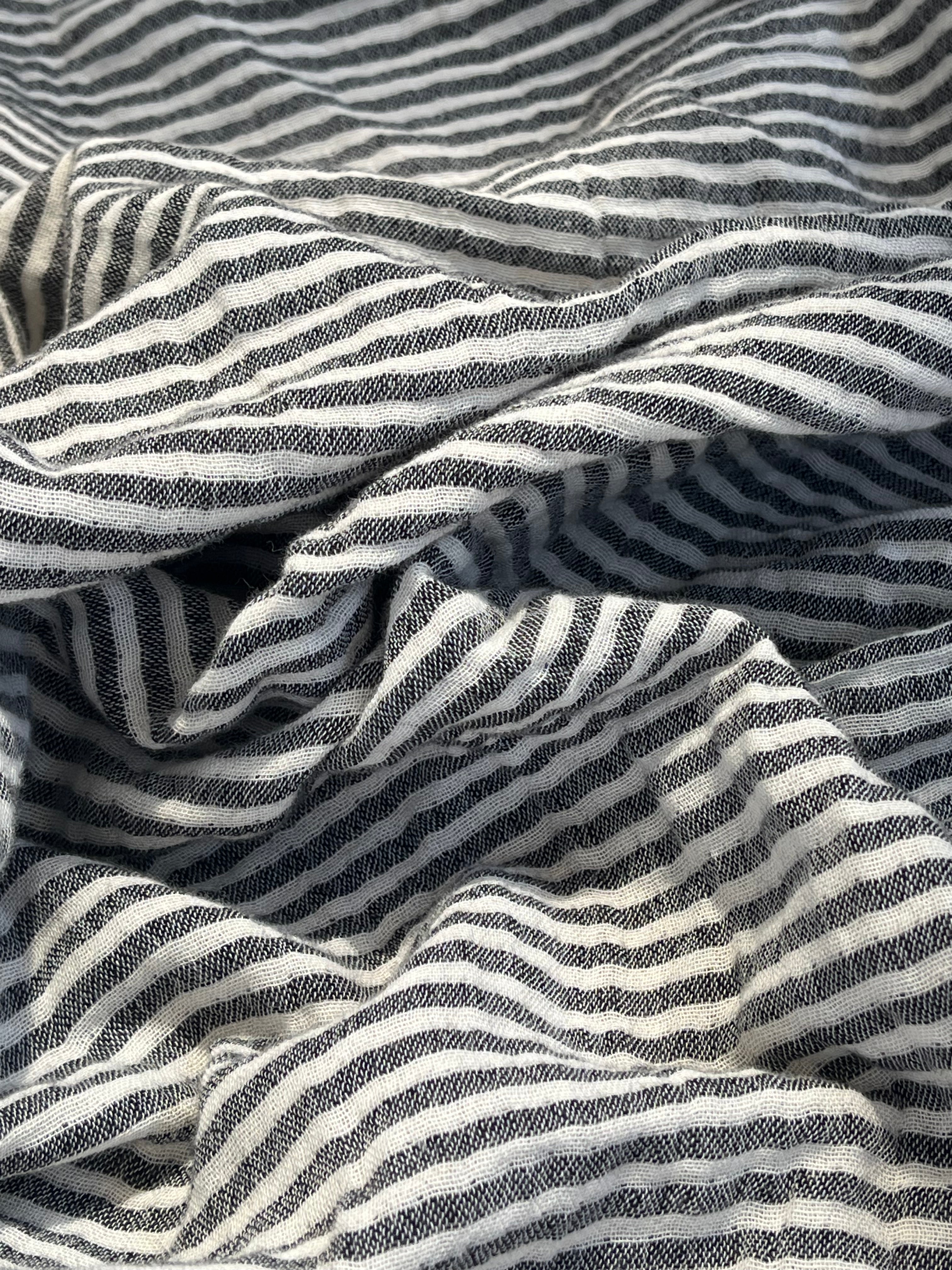 Black Striped Double Layer Muslin Fabric By The Meter.
