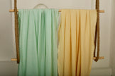 Yellow Striped Organic Cotton Fabric By The Meter, Crinkle Fabric With Pin Stripes.