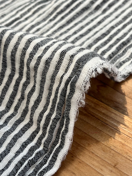 Black Striped Double Layer Muslin Fabric By The Meter.