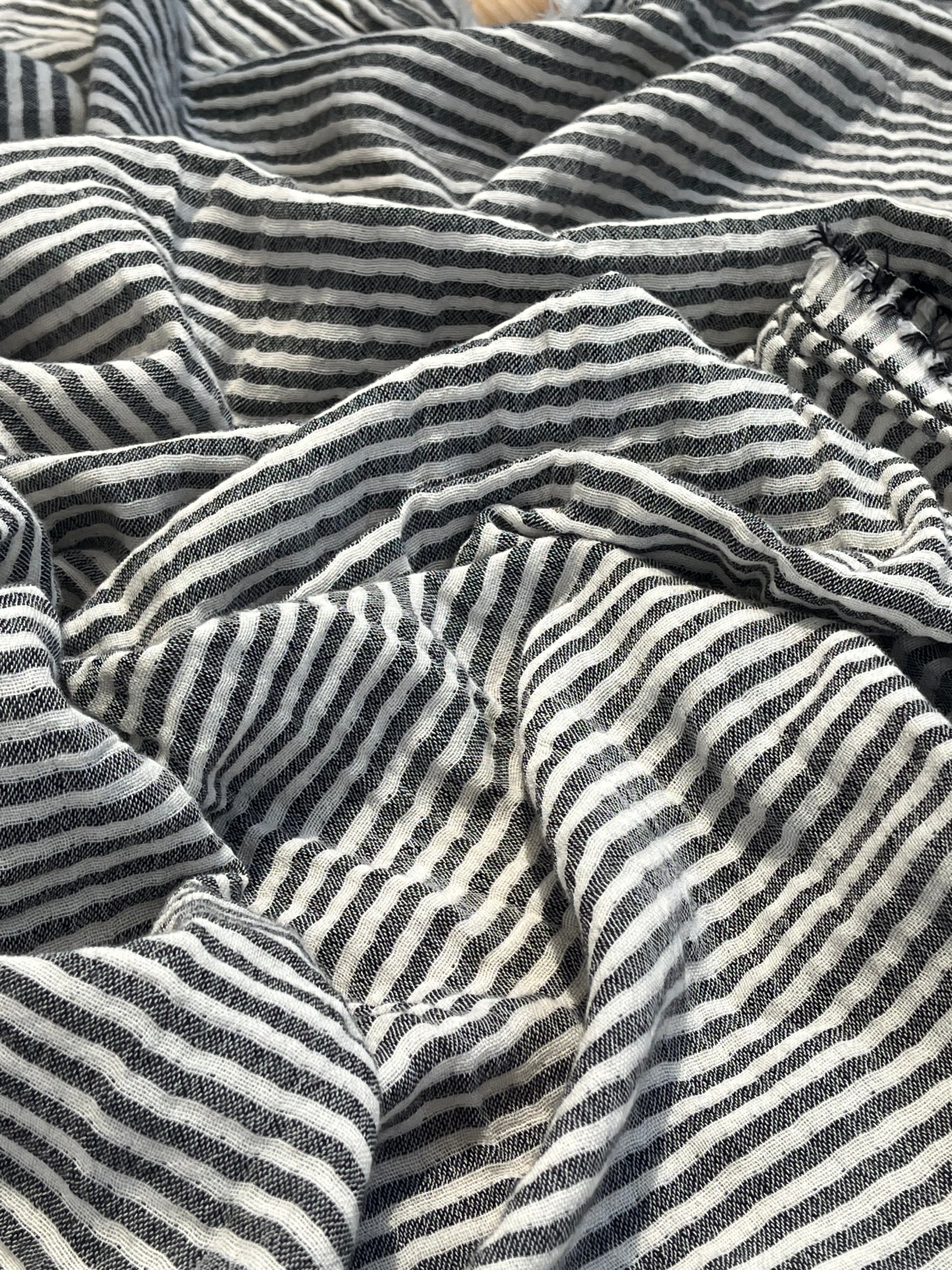 Black Striped Double Layer Muslin Fabric By The Meter.