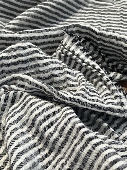 Black Striped Double Layer Muslin Fabric By The Meter.