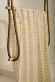 Beige Striped Neutral Organic Cotton Fabric By The Meter.