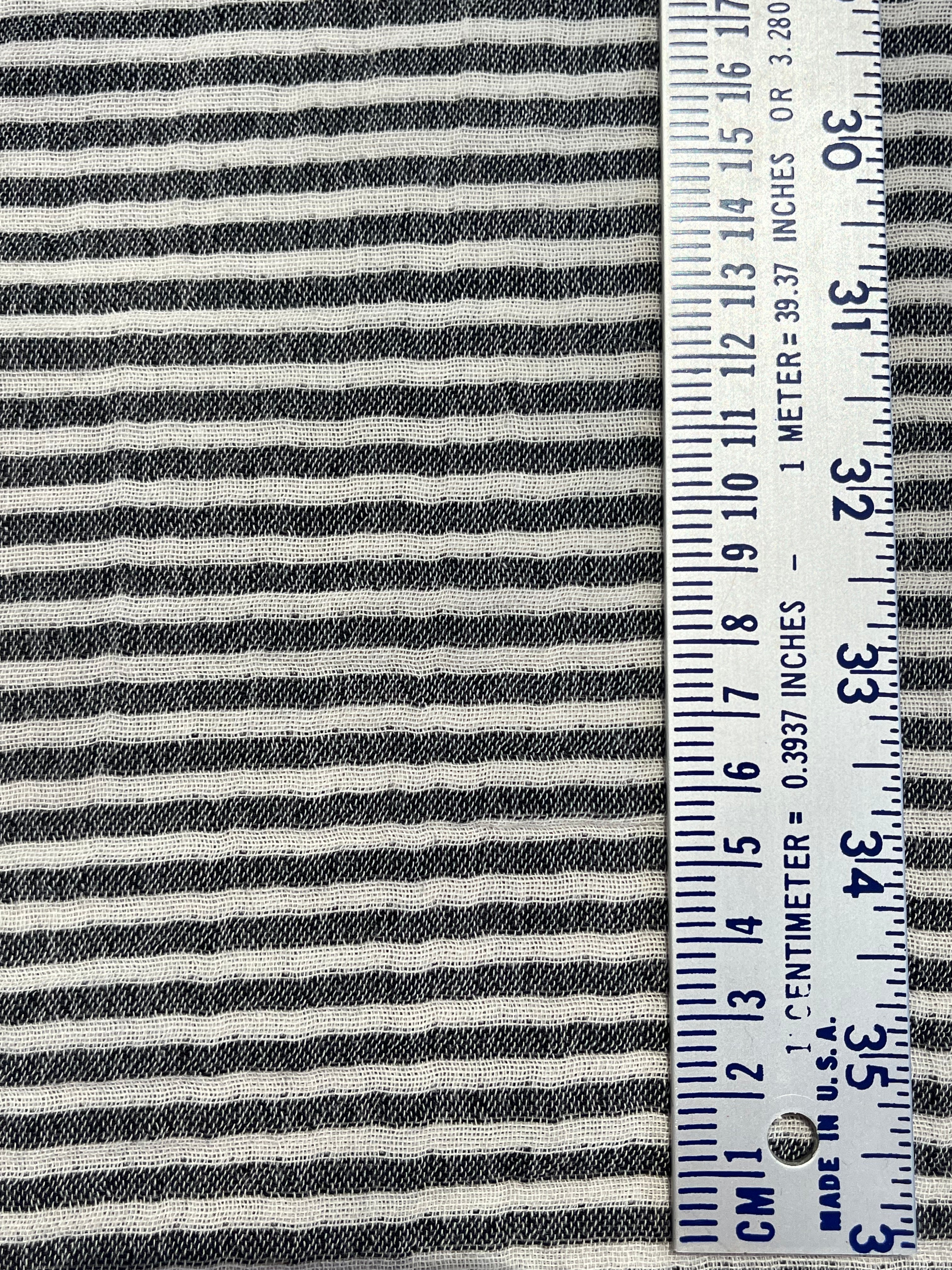 Black Striped Double Layer Muslin Fabric By The Meter.