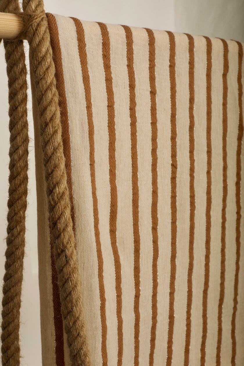 Balıksırtı Çizgili Nötr Organik Pamuklu Çift Yüzlü Kumaş Metre Fiyatı, Çizgili Doğal Kumaş, Geniş En.