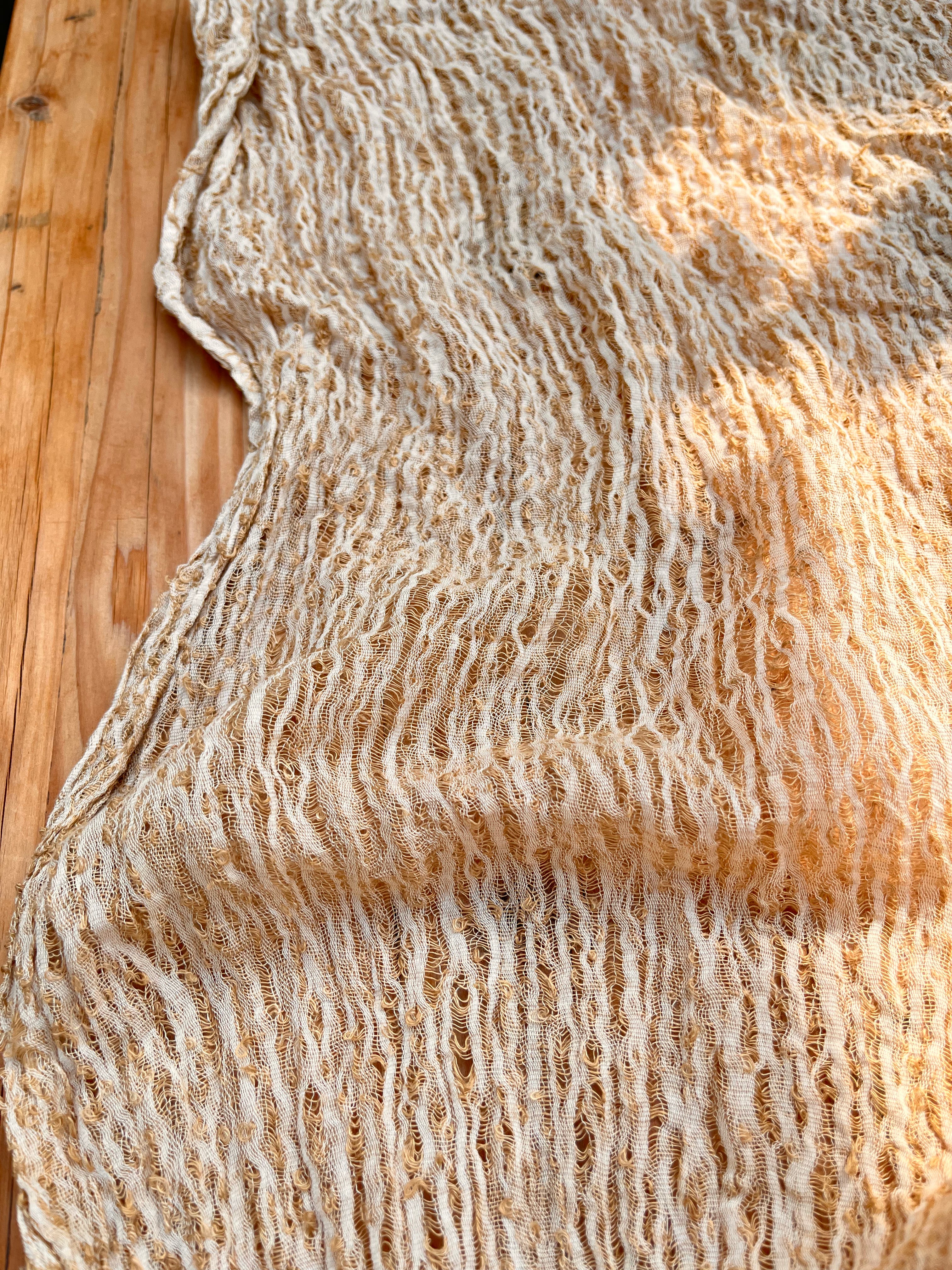Camel Unique Natural Sheer, Textured Cotton Linen Mix Special Fabrics.