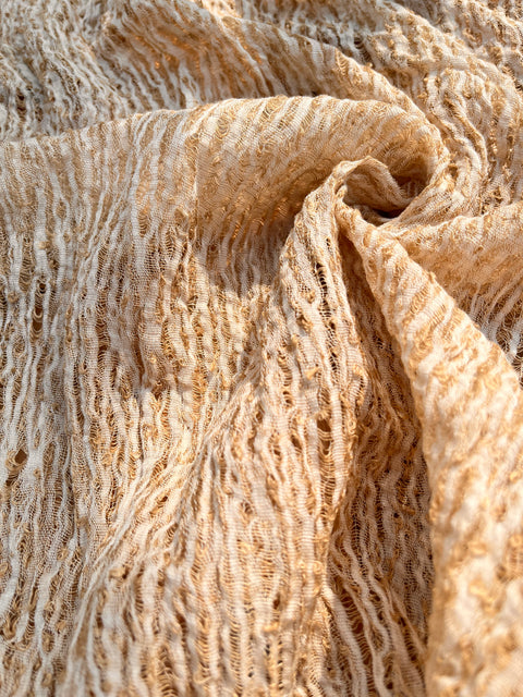 Camel Unique Natural Sheer, Textured Cotton Linen Mix Special Fabrics.
