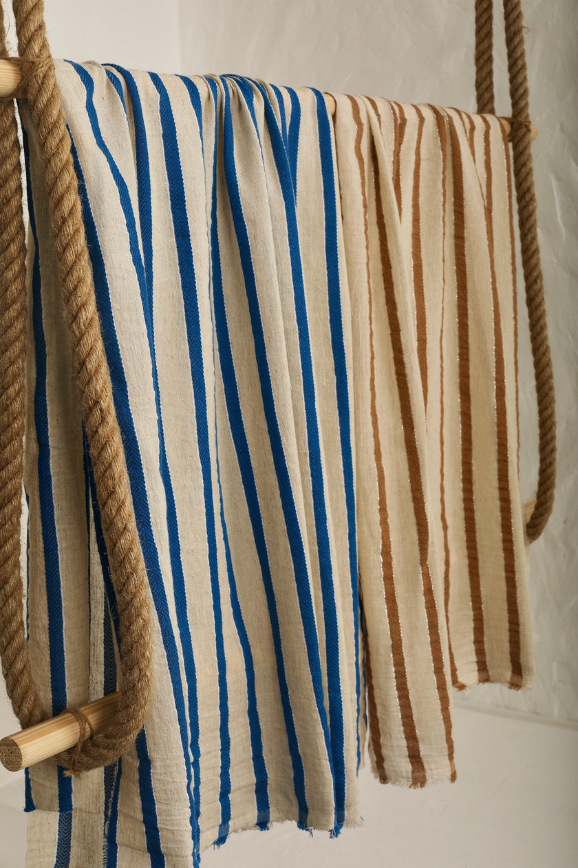 Balıksırtı Çizgili Nötr Organik Pamuklu Çift Yüzlü Kumaş Metre Fiyatı, Çizgili Doğal Kumaş, Geniş En.