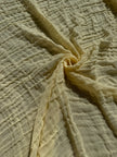 Stretchy Crinkle Cotton Fabric, Textured Surface, Black & Natural White & Butter Yellow