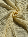 Stretchy Crinkle Cotton Fabric, Textured Surface, Black & Natural White & Butter Yellow