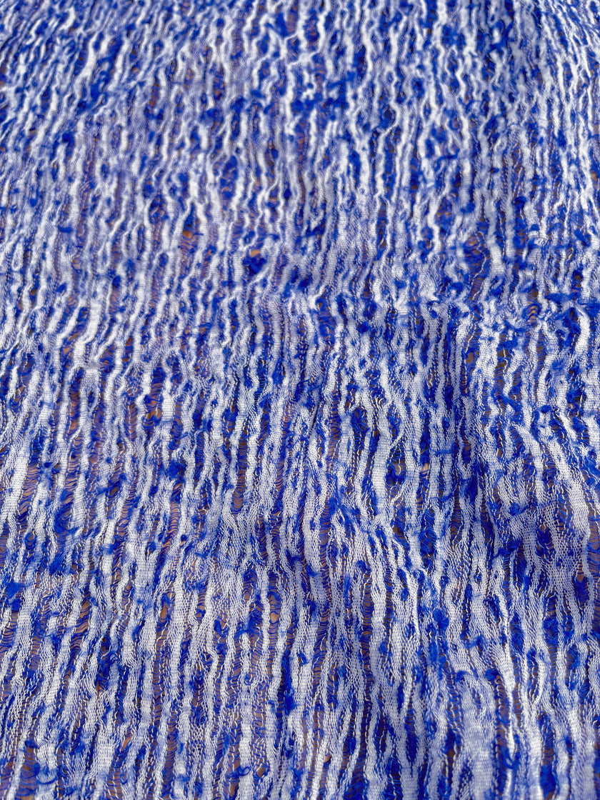 Tissus naturels uniques Sax Blue : mélange de lin en coton funky, transparent et texturé | Tissus spéciaux de qualité avec texture 3D pour les créations estivales.