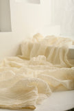 Tissu en lin par cour, tissu en coton biologique, tissus naturels semi-transparents texturés / non blanchis, blanc ivoire.