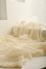 Tissu en lin par cour, tissu en coton biologique, tissus naturels semi-transparents texturés / non blanchis, blanc ivoire.
