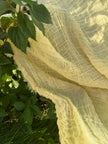 Stretchy Crinkle Cotton Fabric, Textured Surface, Black & Natural White & Butter Yellow