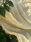 Stretchy Crinkle Cotton Fabric, Textured Surface, Black & Natural White & Butter Yellow