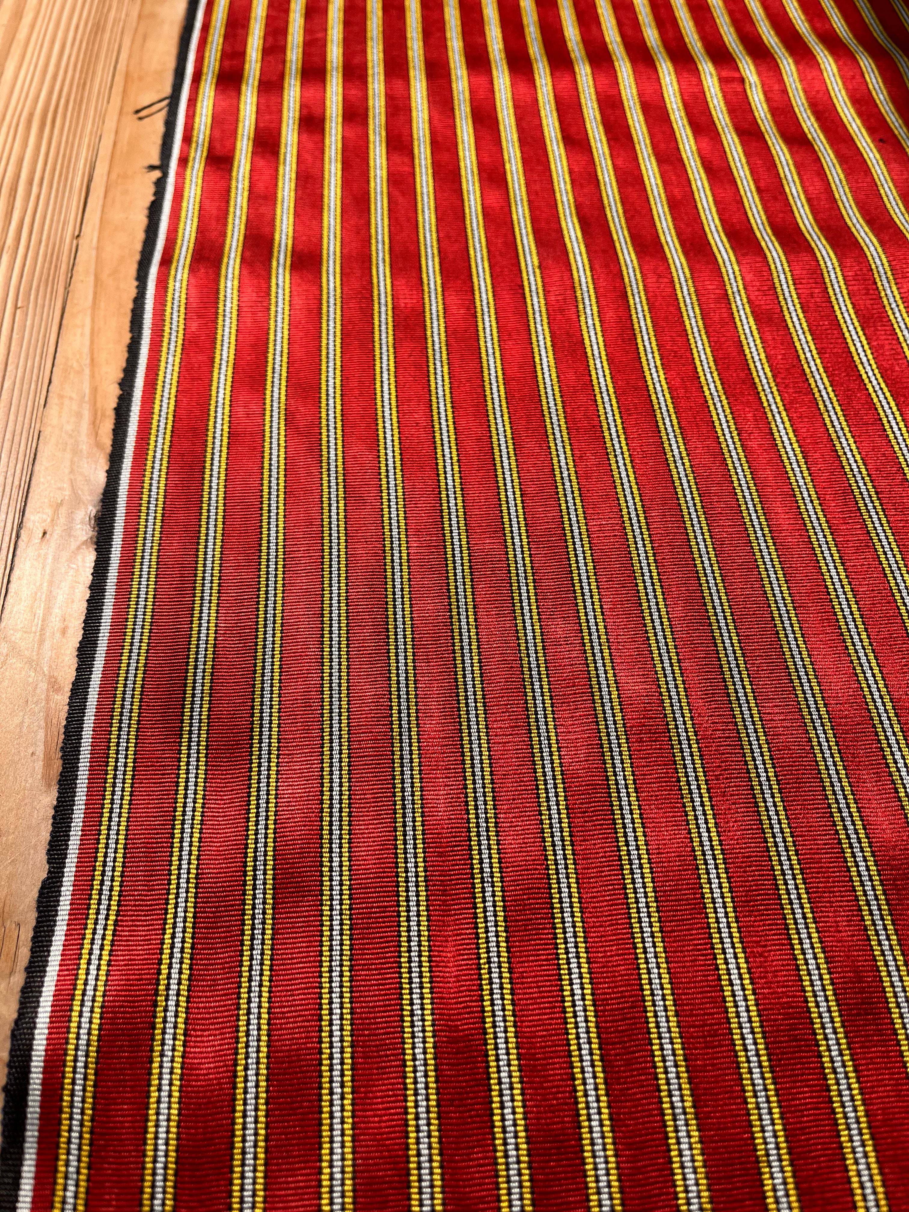 Red - Yellow Stripes Silk Fabric, Moire Silk Fabric, Silk By The Yard ...