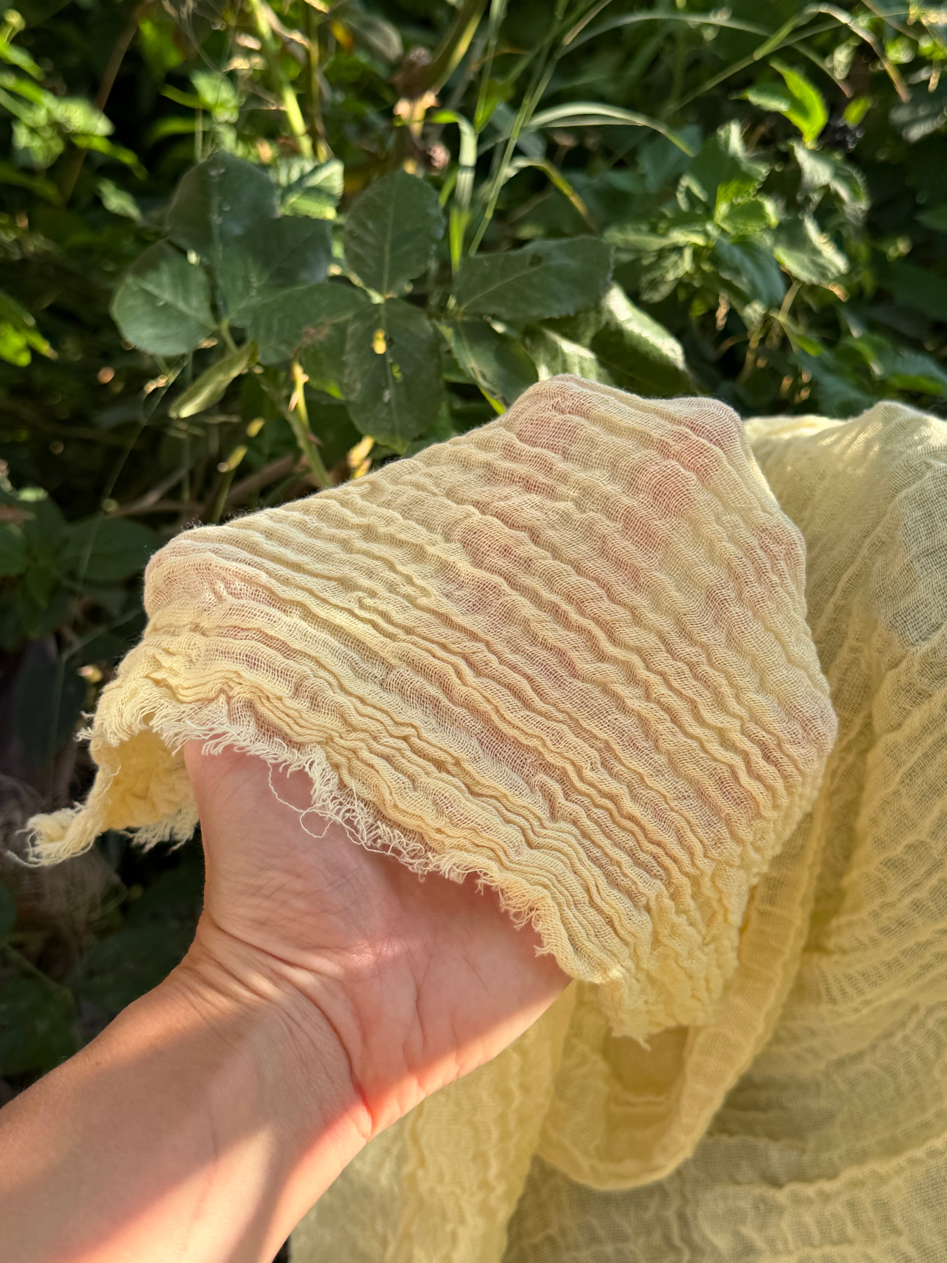 Stretchy Crinkle Cotton Fabric, Textured Surface, Black & Natural White & Butter Yellow
