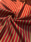 Red - Yellow Stripes Silk Fabric, Moire Silk Fabric, Silk By The Yard. Watermark Pattern.