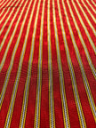 Red - Yellow Stripes Silk Fabric, Moire Silk Fabric, Silk By The Yard. Watermark Pattern.