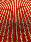 Red - Yellow Stripes Silk Fabric, Moire Silk Fabric, Silk By The Yard. Watermark Pattern.