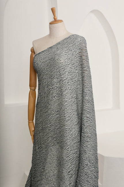 Bluish Gray Linen Fabric By The Yard Textured Handloom Semi-Sheer Natural Fabrics.