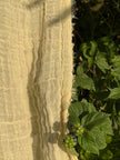 Stretchy Crinkle Cotton Fabric, Textured Surface, Black & Natural White & Butter Yellow