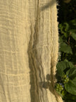 Stretchy Crinkle Cotton Fabric, Textured Surface, Black & Natural White & Butter Yellow
