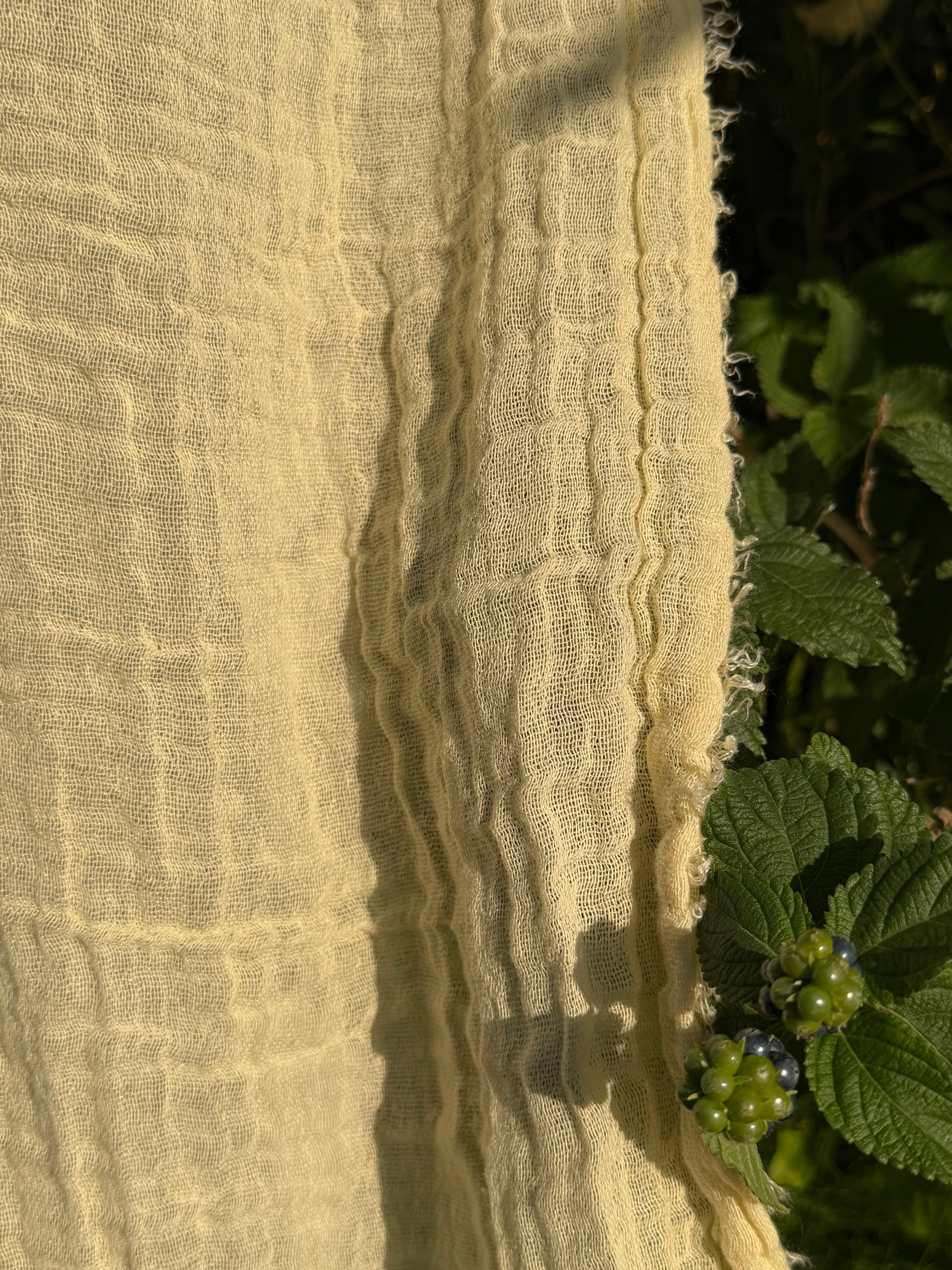 Stretchy Crinkle Cotton Fabric, Textured Surface, Black & Natural White & Butter Yellow