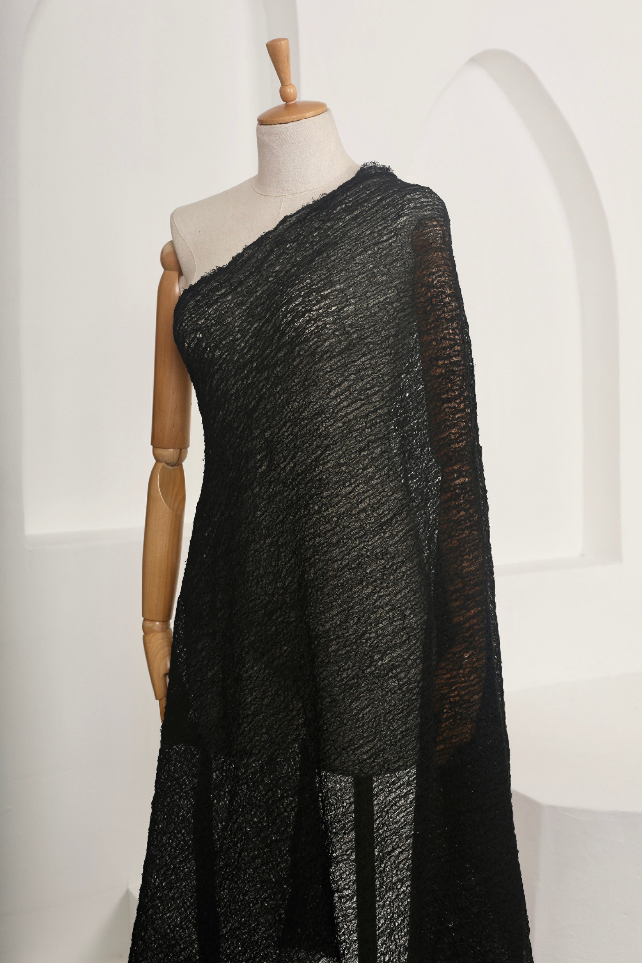 Black Textured Linen Fabric By The Yard Natural Fabrics.