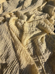 Stretchy Crinkle Cotton Fabric, Textured Surface, Black & Natural White & Butter Yellow