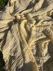 Stretchy Crinkle Cotton Fabric, Textured Surface, Black & Natural White & Butter Yellow