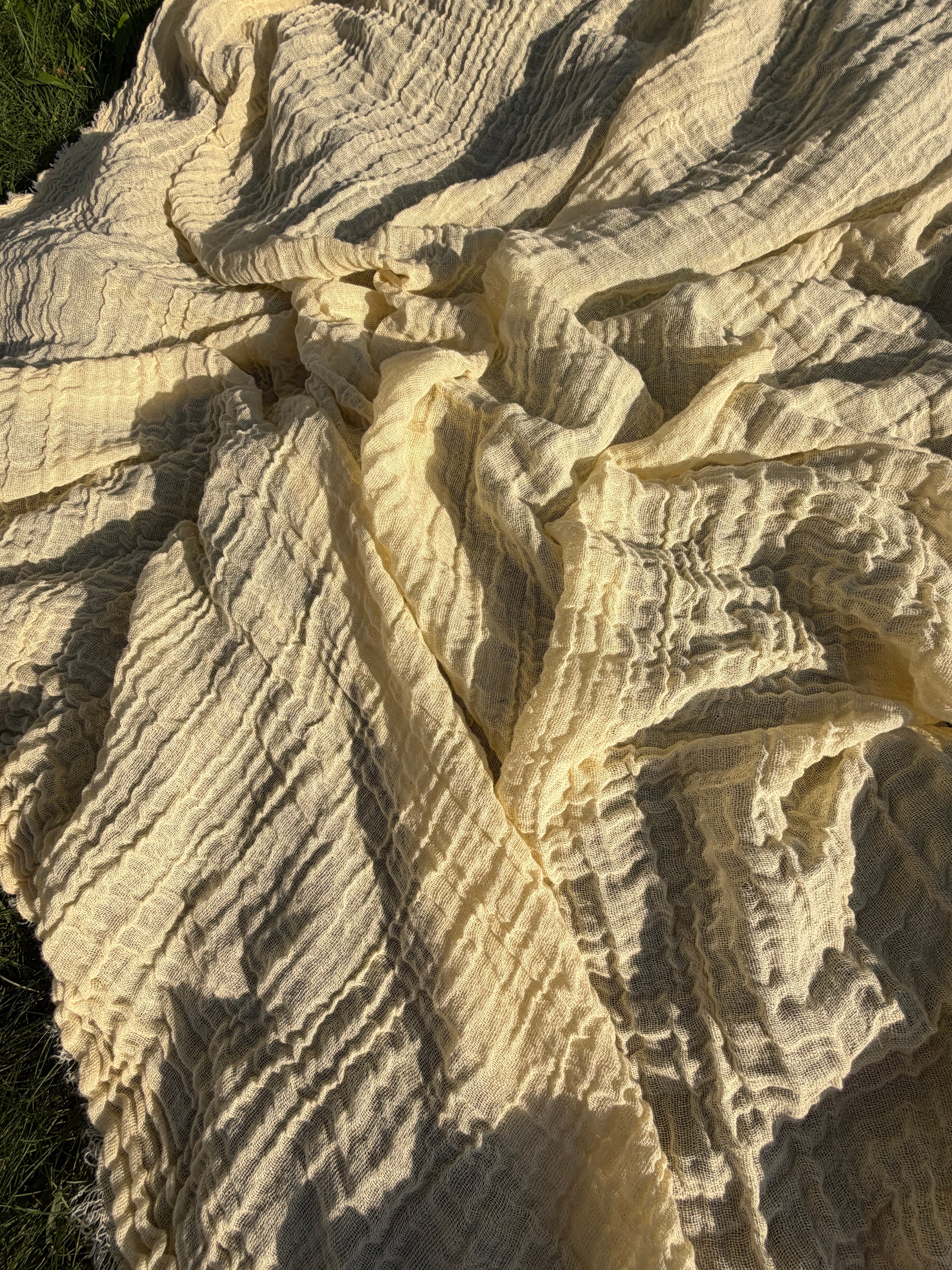 Stretchy Crinkle Cotton Fabric, Textured Surface, Black & Natural White & Butter Yellow
