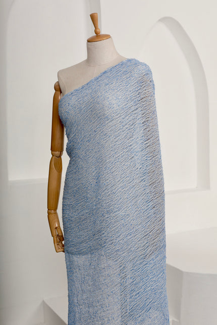 Light Blue Unique Natural Fabrics: Funky, Sheer, and Textured Cotton Linen.