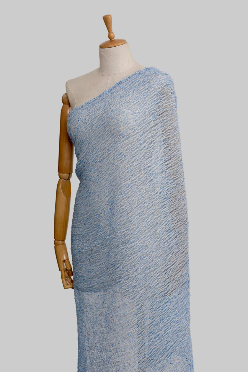 Açık Mavi Benzersiz Doğal Kumaşlar: Eğlenceli, Şeffaf ve Dokulu Pamuklu Keten Karışımı | Yaz Kreasyonlarınız İçin 3D Dokulu Kaliteli Özel Kumaşlar.