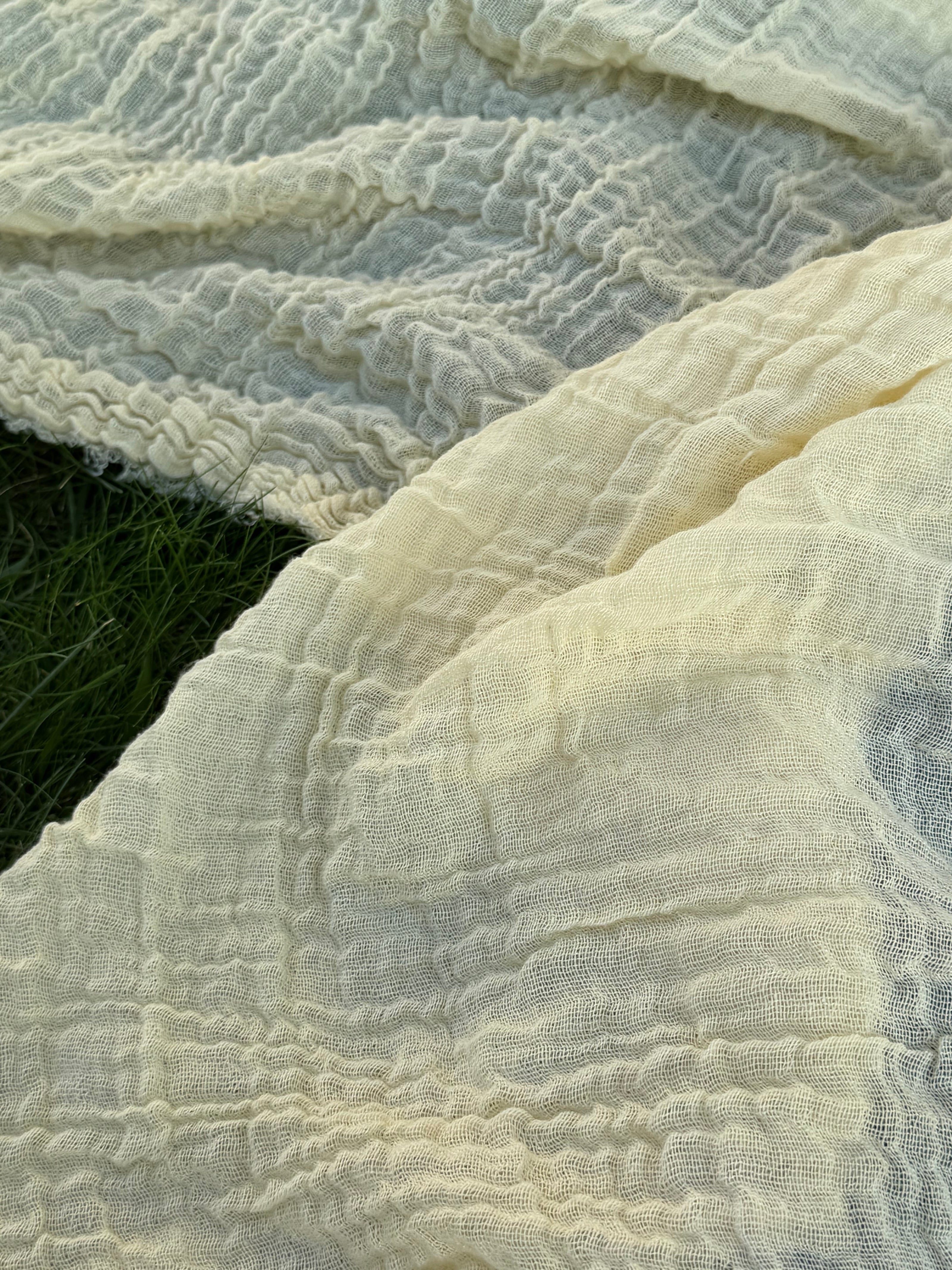 Stretchy Crinkle Cotton Fabric, Textured Surface, Black & Natural White & Butter Yellow