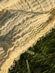 Stretchy Crinkle Cotton Fabric, Textured Surface, Black & Natural White & Butter Yellow