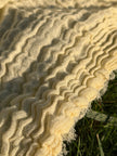 Stretchy Crinkle Cotton Fabric, Textured Surface, Black & Natural White & Butter Yellow