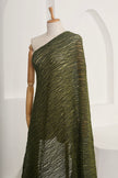 Green Linen Fabric By The Yard Textured Handloom Semi-Sheer Natural Fabrics.